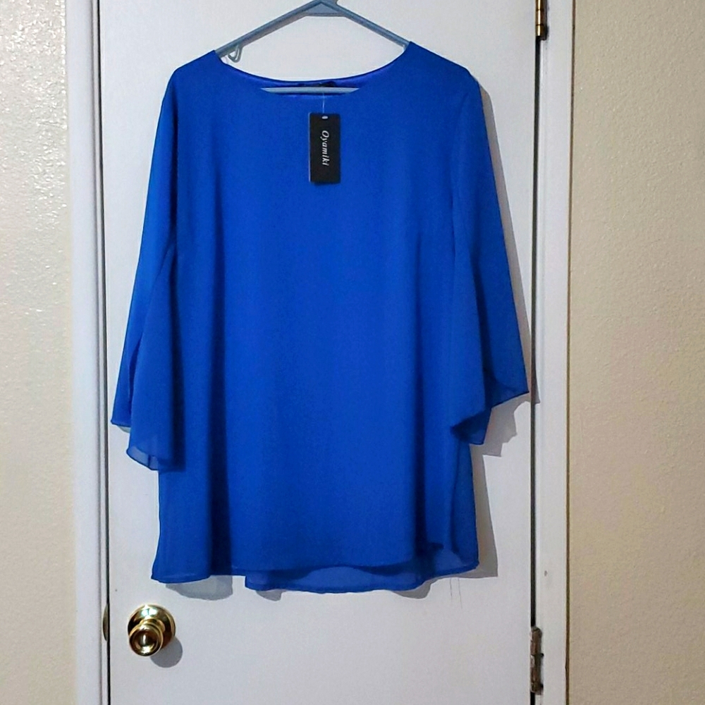 New Blue Chiffon Blouse